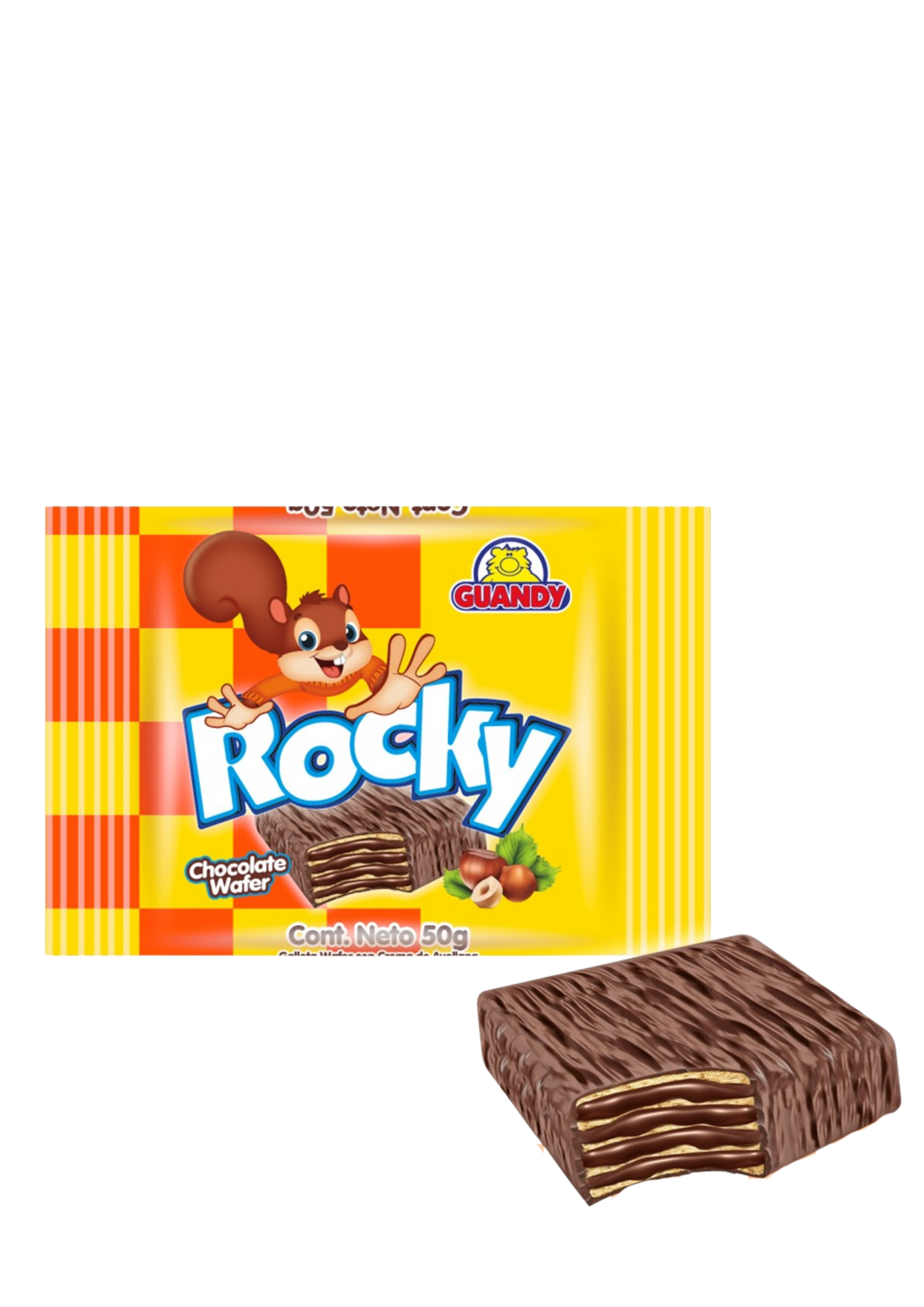 GUANDY ROCKY WAFER CHOCOLATE DISPENSADOR DE 12 UNIDADES DE 50G