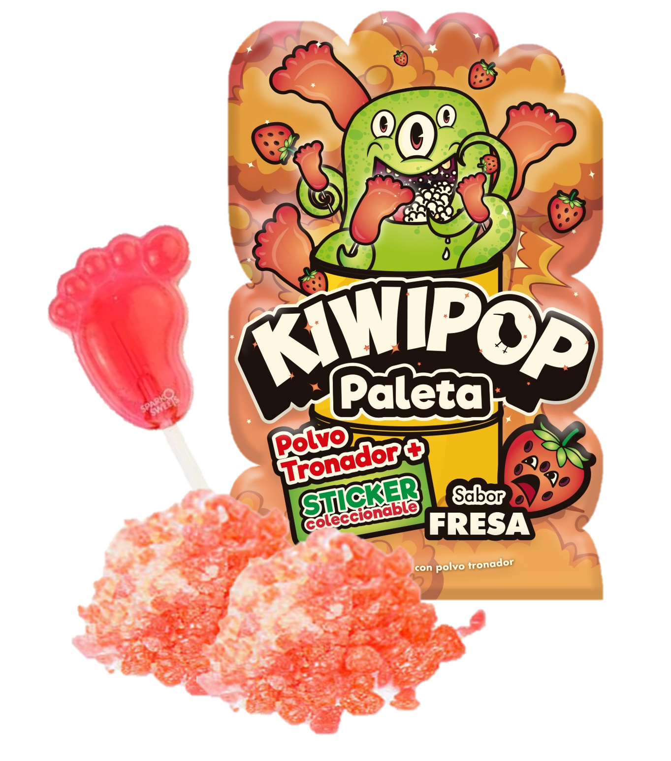 KIWIPOP PALETA CON POLVO TRONADOR 24 UNIDADES