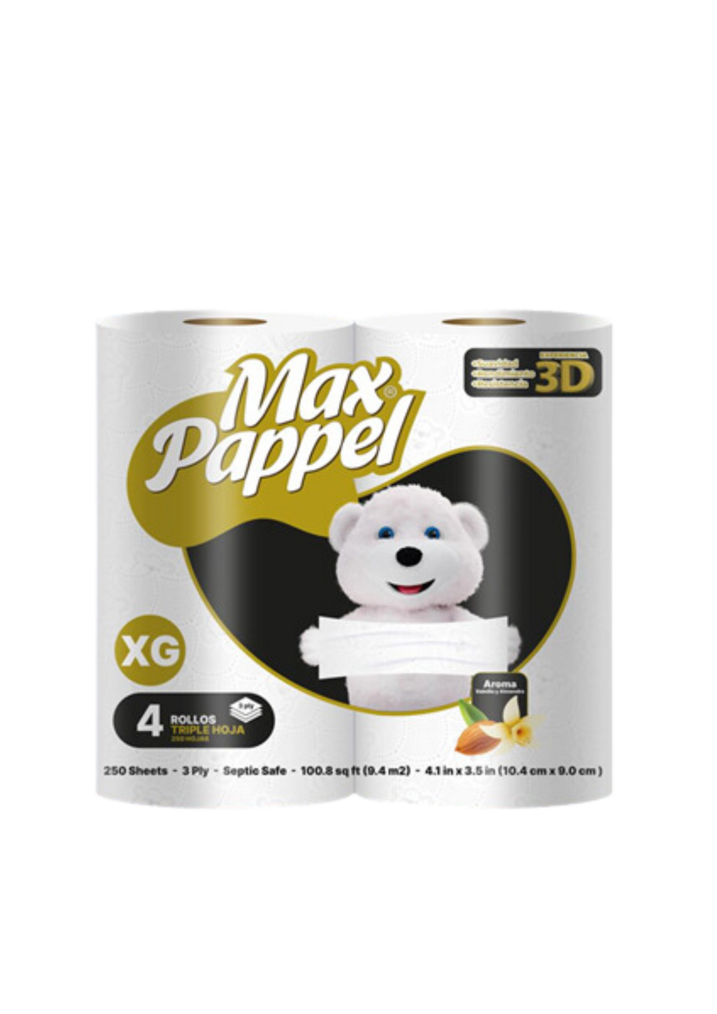 MAX PAPPEL DORADO 4 ROLLOS HOJAS TRIPLES