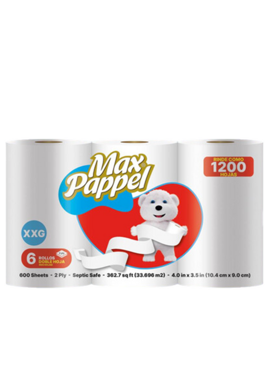 MAX PAPPEL MEGA ROLLON 6 ROLLOS HOJAS SIMPLES