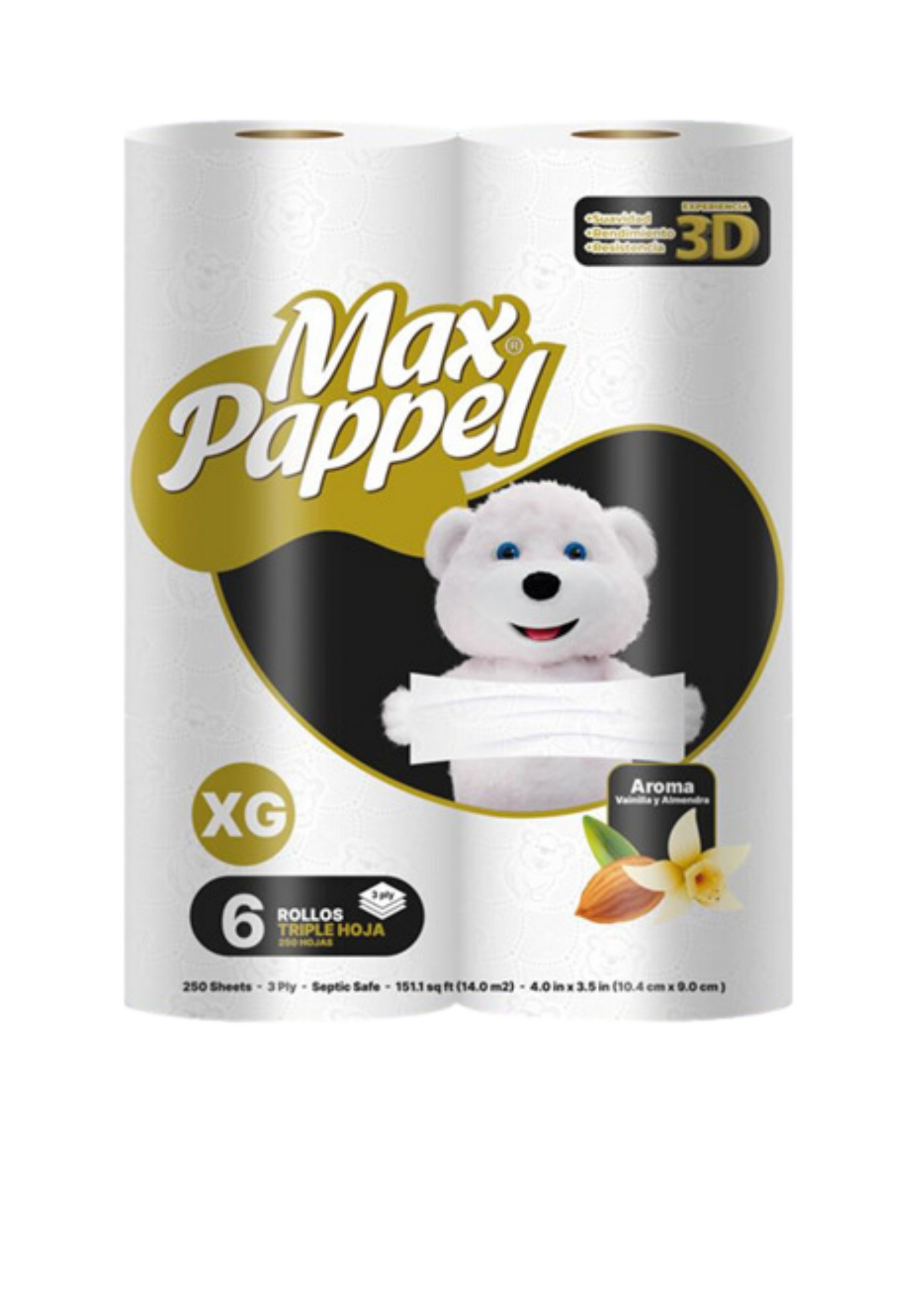 MAX PAPPEL DORADO 6 ROLLOS HOJAS TRIPLES