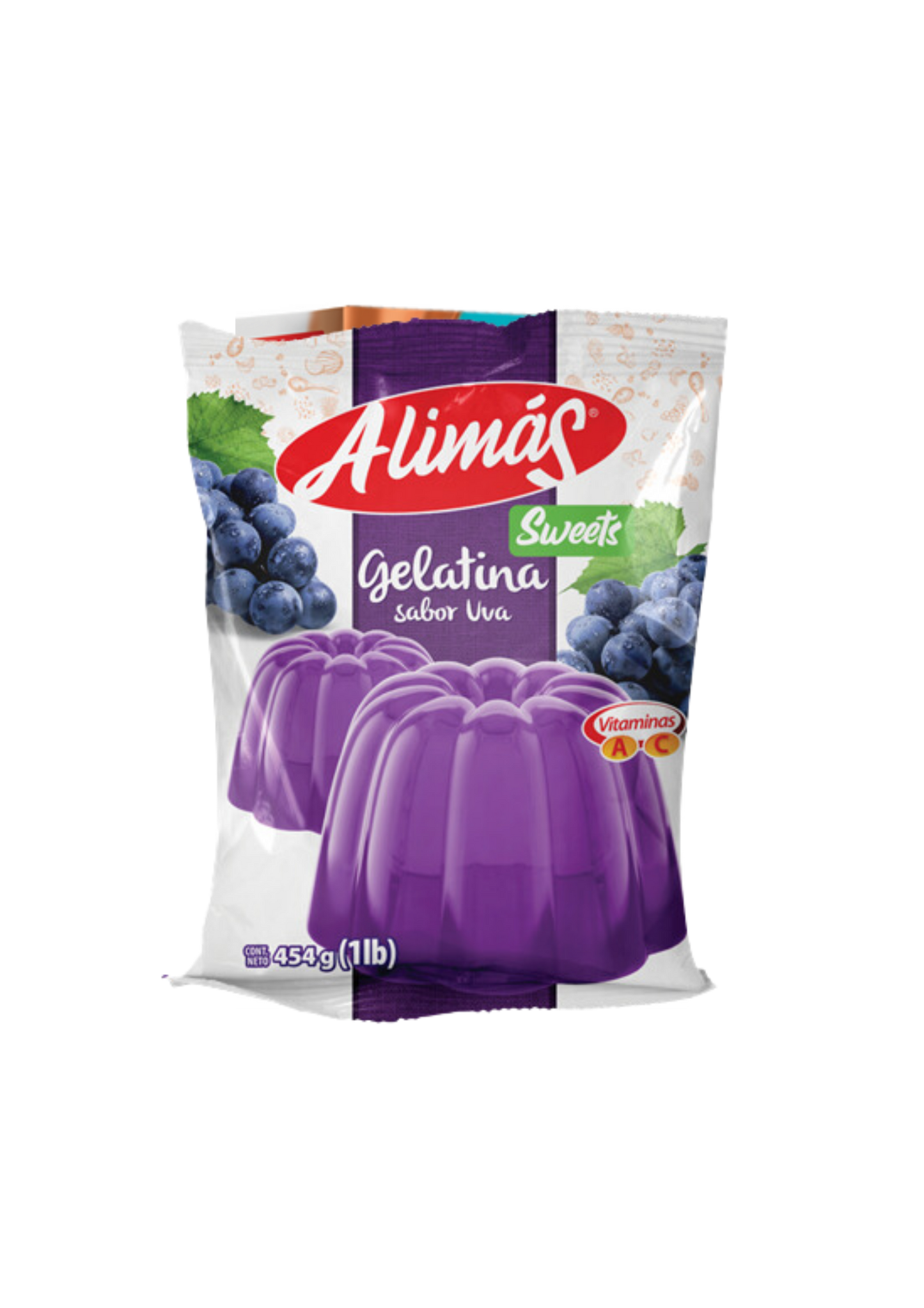 ALIMÁS GELATINA EN BOLSA SABOR UVA BOLSA 454G