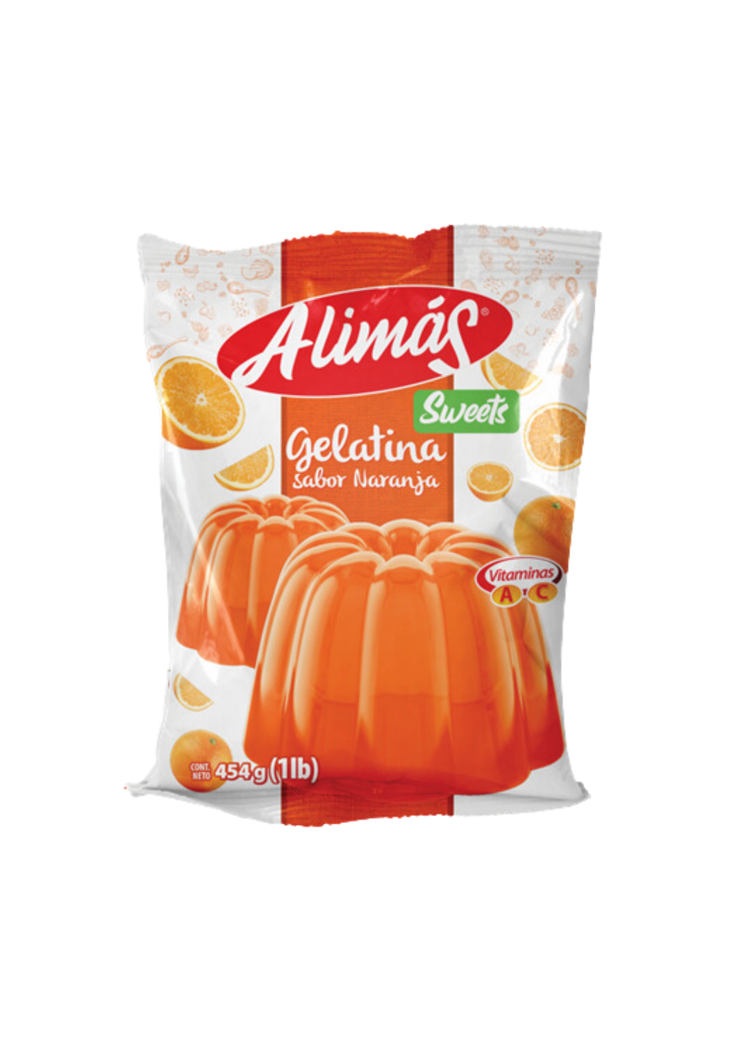 ALIMÁS GELATINA EN BOLSA SABOR NARANJA BOLSA 454G