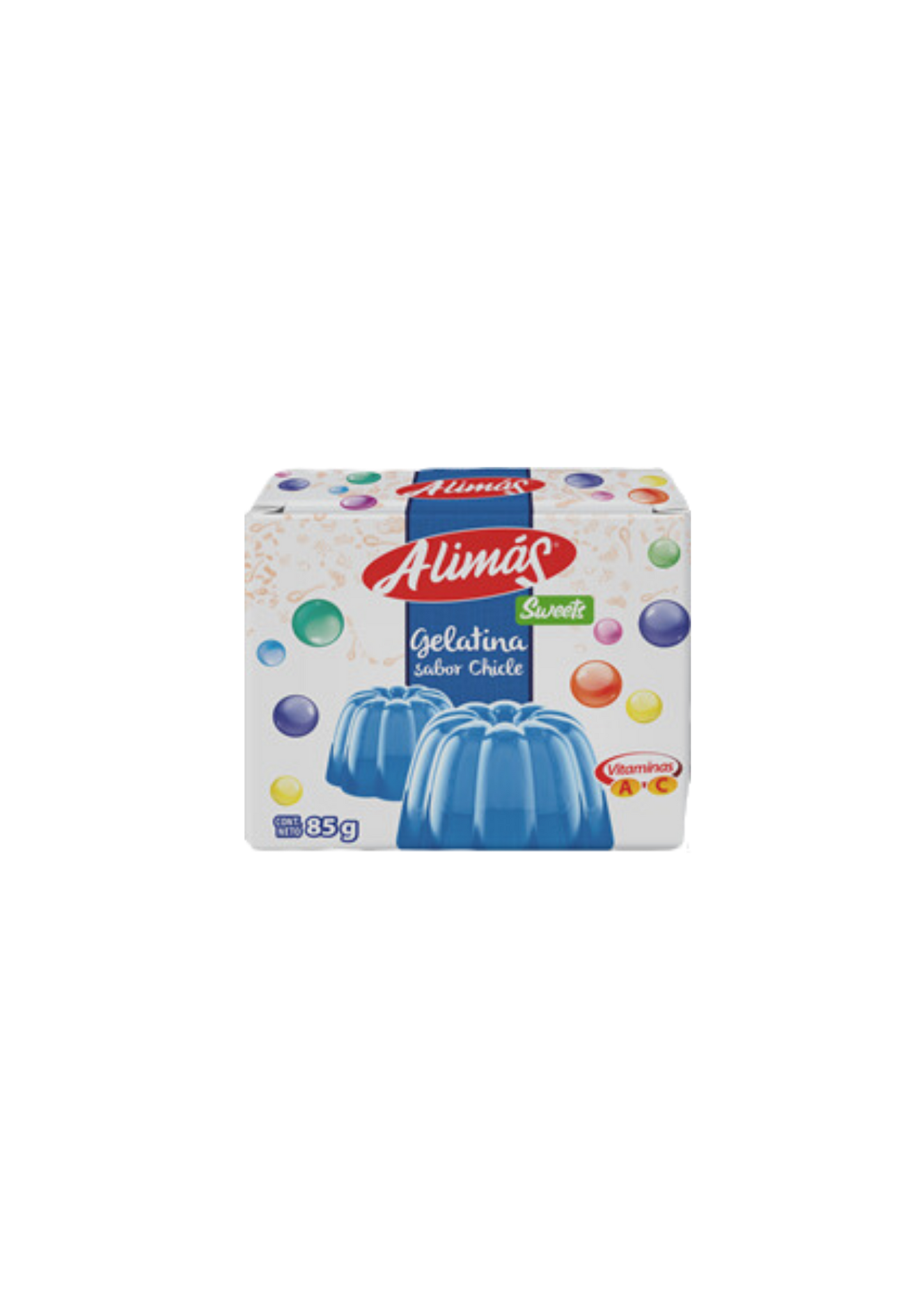 ALIMÁS GELATINA EN CAJA SABOR CHICLE 85G