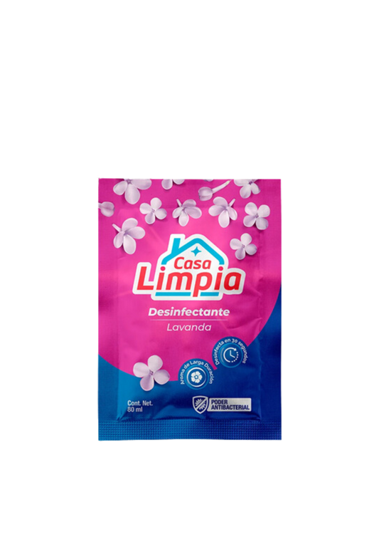 CASA LIMPIA DESINFECTANTE LAVANDA SACHET 80ML 12 UNIDADES