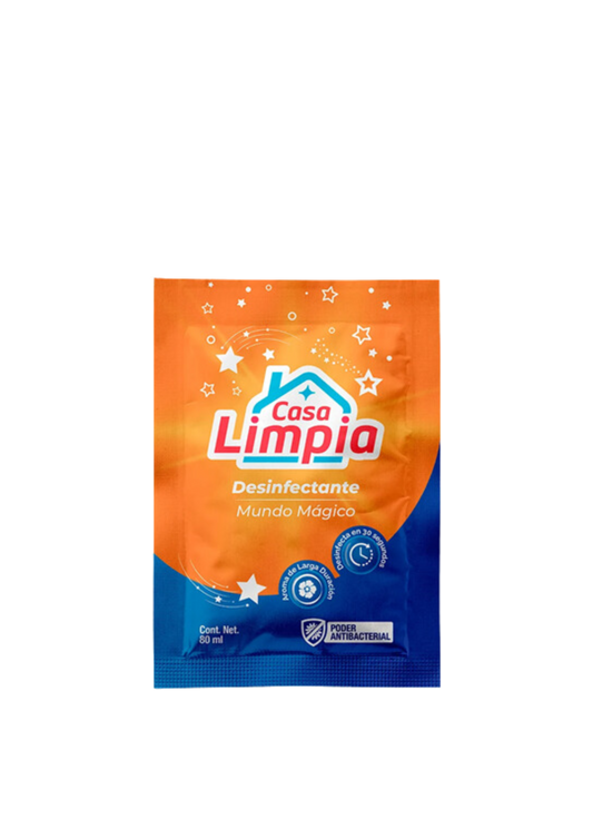 CASA LIMPIA DESINFECTANTE MUNDO MÁGICO SACHET 80ML 12 UNIDADES