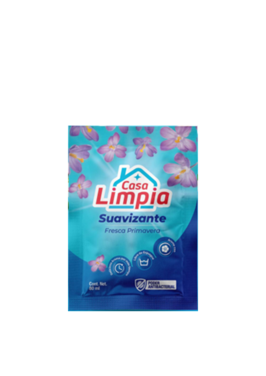 CASA LIMPIA SUAVIZANTE DE ROPA FRESCA PRIMAVERA 80ML PAQUETE DE 4 UNIDADES