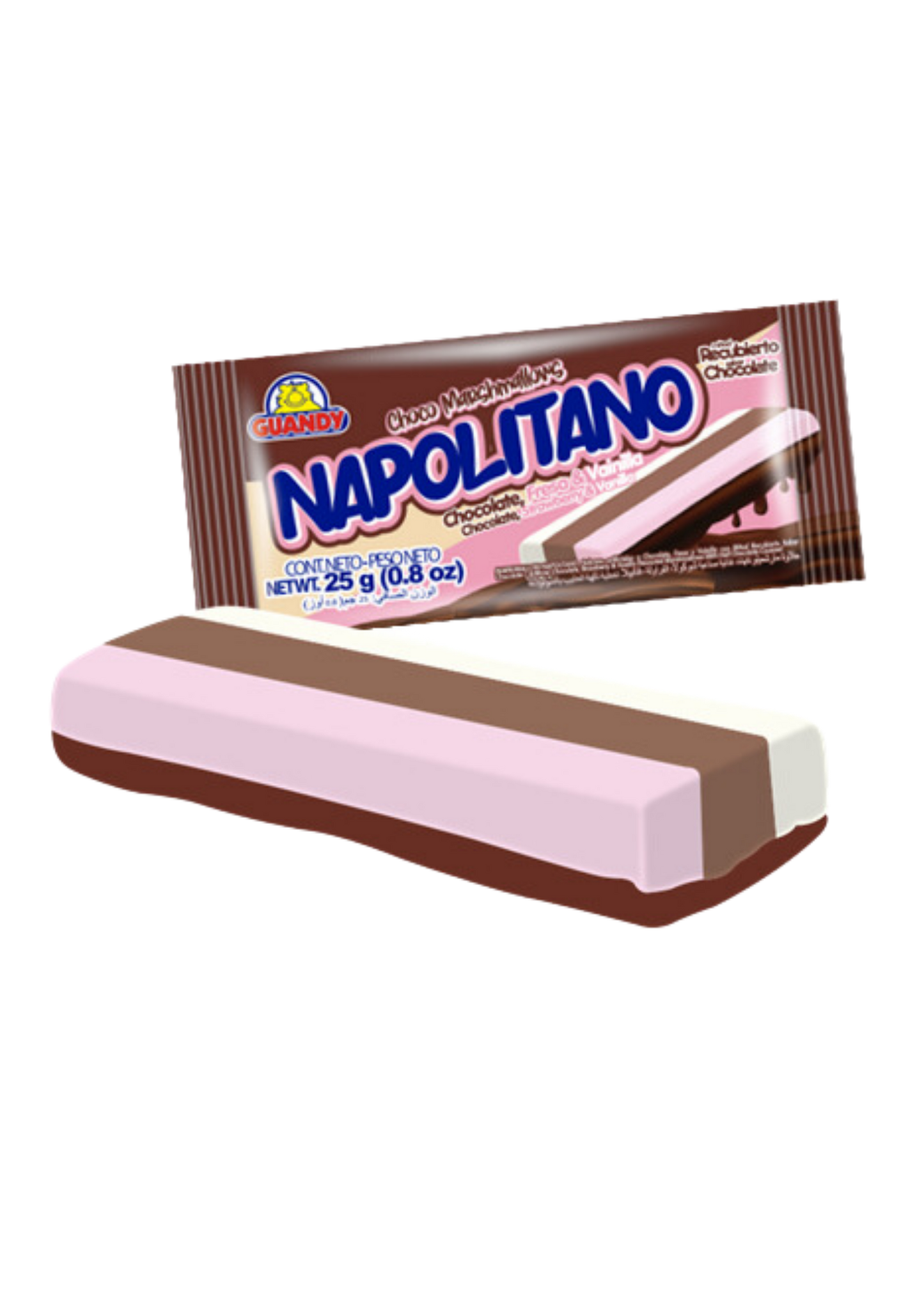 GUANDY CHOCO NAPOLITAN PAQUETE DE 12 UNIDADES DE 25G