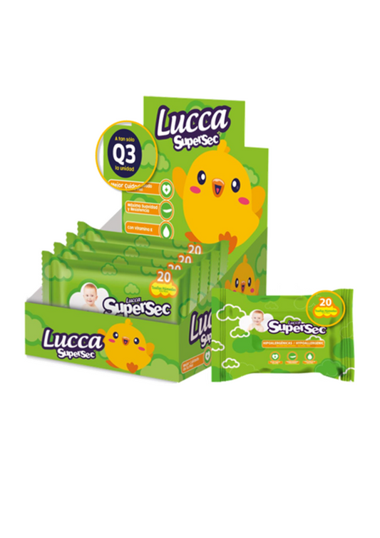 LUCCA SUPERSEC TOALLA HUMEDA DISPENSADOR 10 PAQUETES 20 TOALLAS