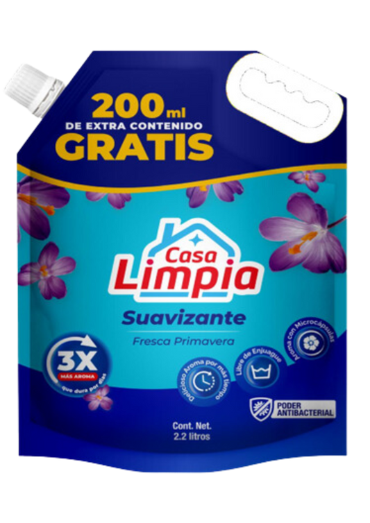 CASA LIMPIA SUAVIZANTE DE ROPA FRESCA PRIMAVERA DOYPACK 2.2L